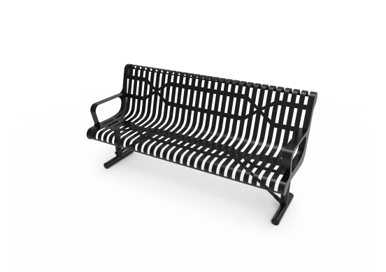 Slatted Steel Contoured Bench with Arms